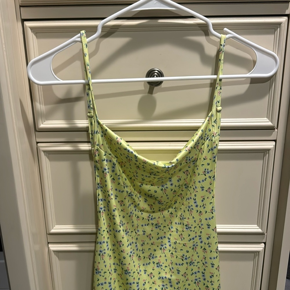 Backless, yellow floral dress